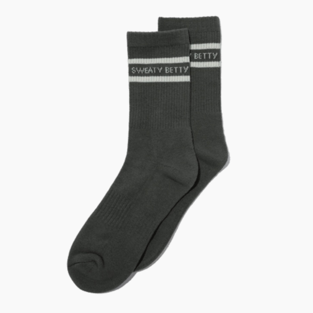 NWT Sweaty Betty Women’s Varsity Slogan Socks in Umbra Green